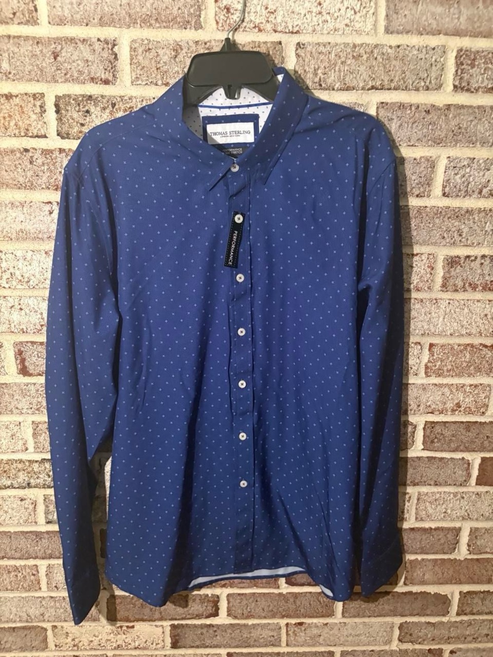 Men's Blue Dot-Print Button-Down Shirt